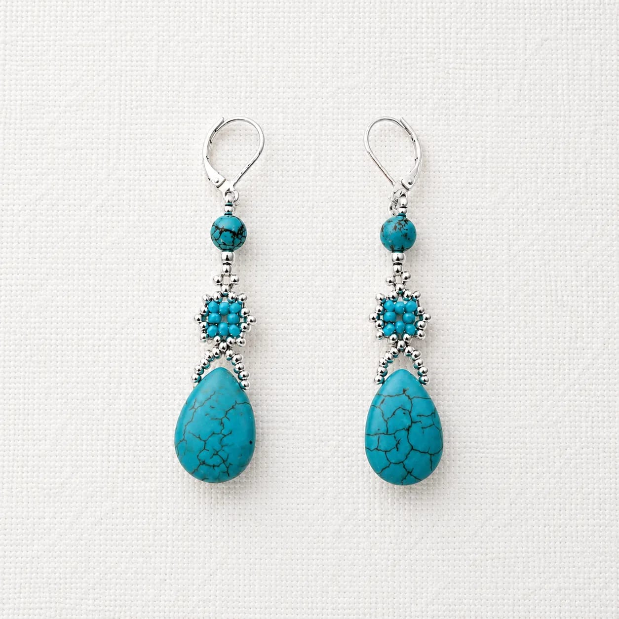 blue howlite turquoise drop earrings silver tone (2) xnc blue howlite turquoise drop earrings silver tone (2) xnc