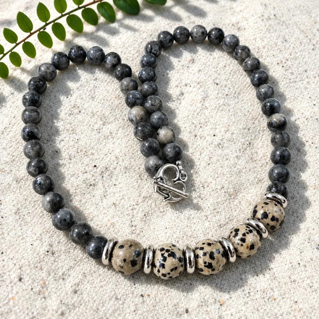 moonlit trail – dalmatian jasper & labradorite necklace (3) moonlit trail – dalmatian jasper & labradorite necklace (3)