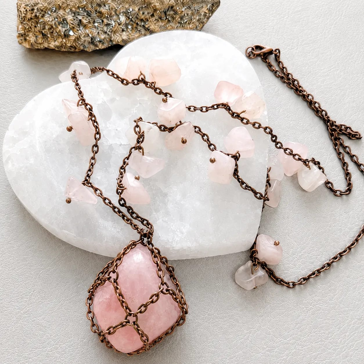 spring blossom rose quartz pendant necklace (3) spring blossom rose quartz pendant necklace (3)