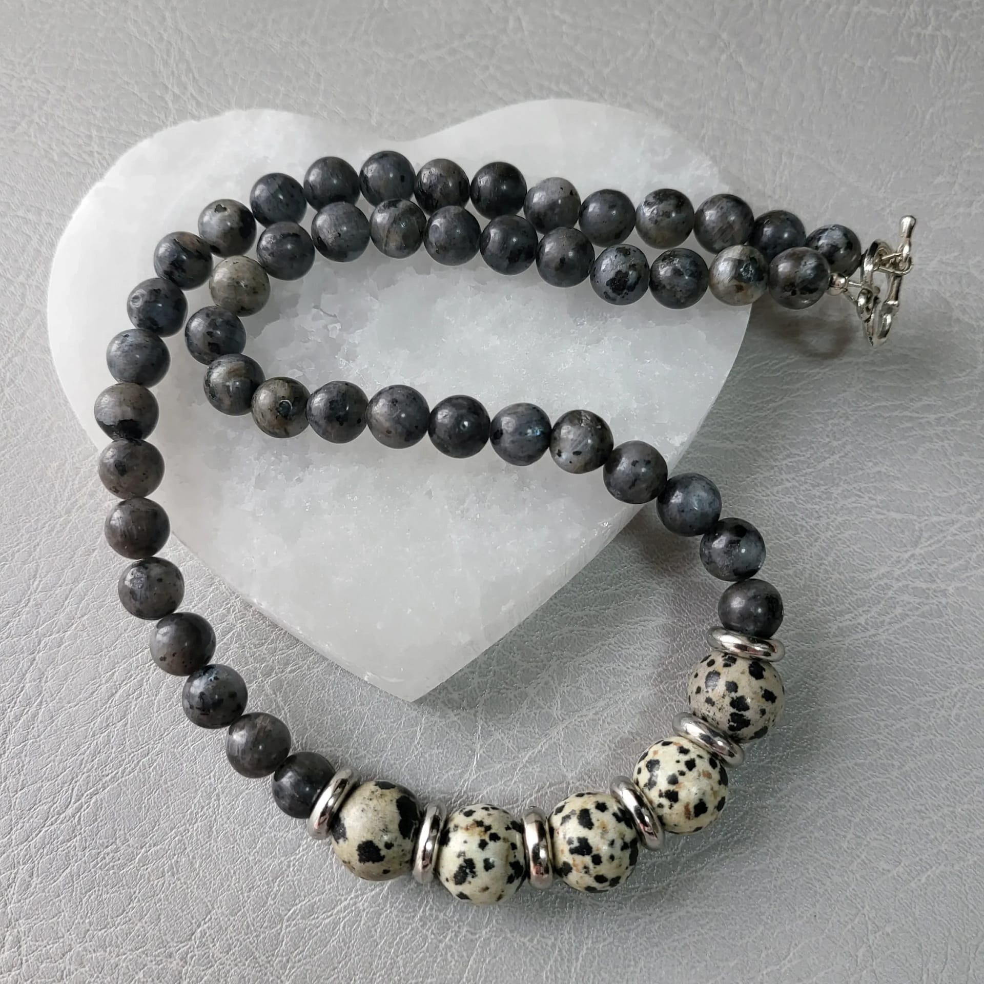 moonlit trail – dalmatian jasper & labradorite necklace (2) moonlit trail – dalmatian jasper & labradorite necklace (2)