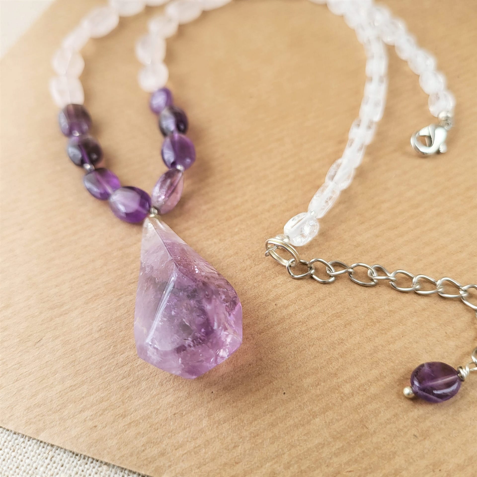 purple-amethyst-and-clear-quartz-necklace (3) Purple amethyst and clear quartz necklace - Image 4