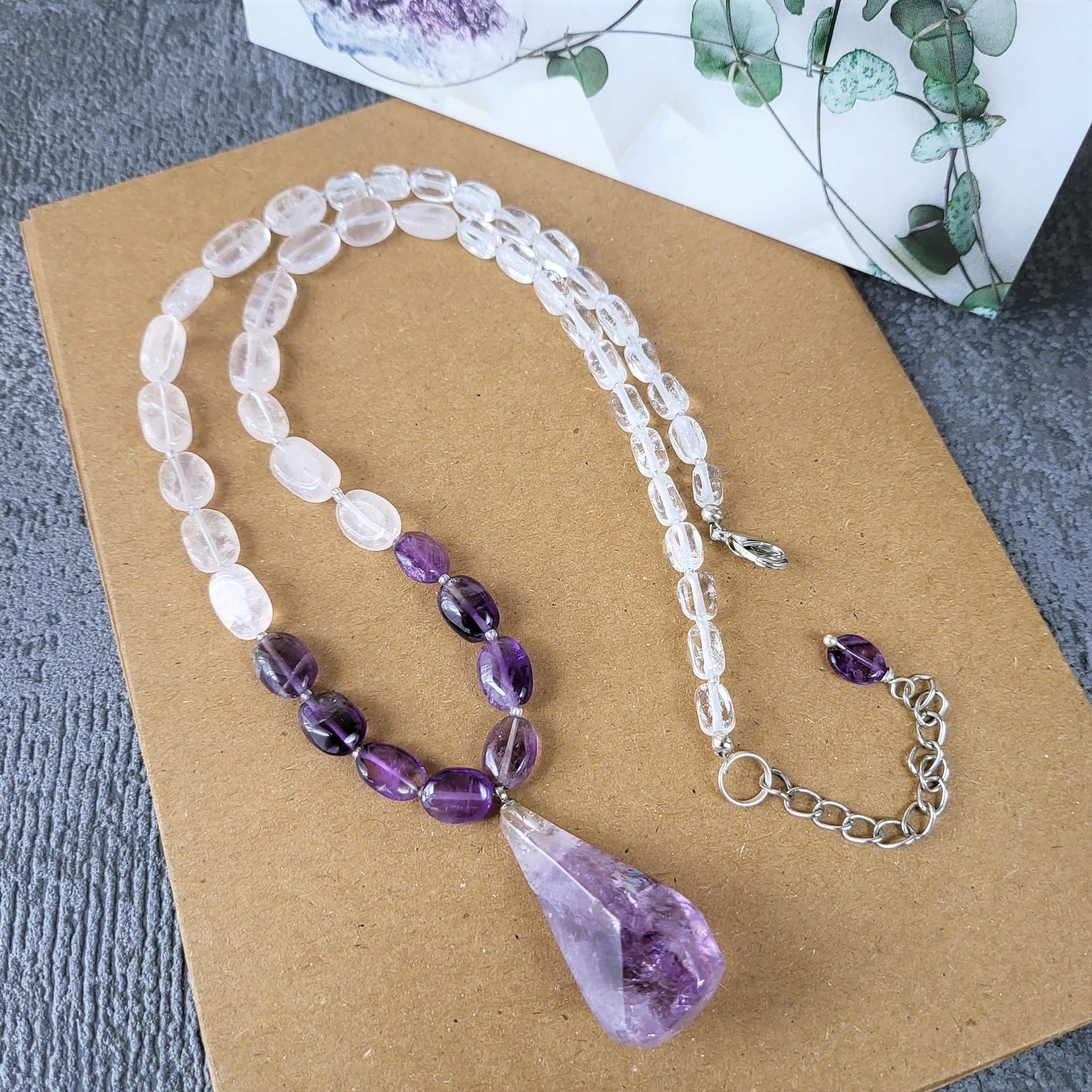 purple-amethyst-and-clear-quartz-necklace2 (2) Purple amethyst and clear quartz necklace