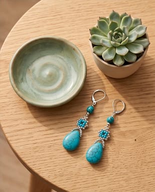 blue howlite turquoise drop earrings (4) blue howlite turquoise drop earrings (4)