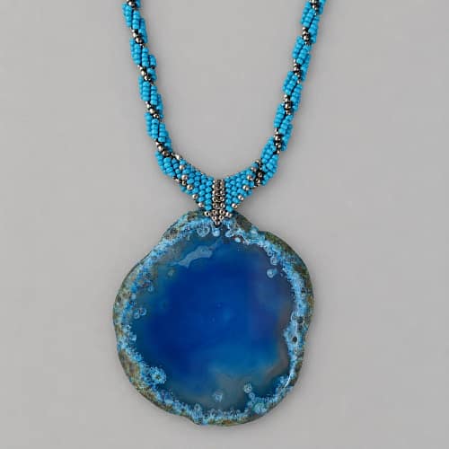 Handmade Jewellery & Stone Library blue lagoon agate pendant necklace