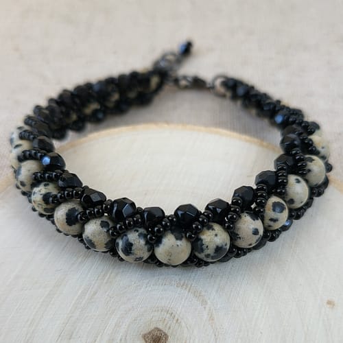 Handmade Jewellery & Stone Library Dalmatian Jasper and Black Fire Bracelet