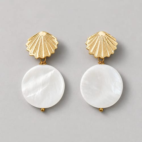 golden shell – mother of pearl disc earrings (1)