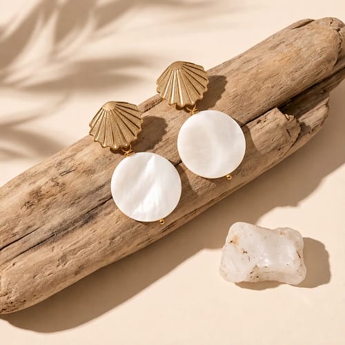 golden shell – mother of pearl disc earrings (4)