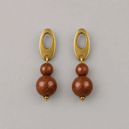 golden brown goldstone drop earrings (5)
