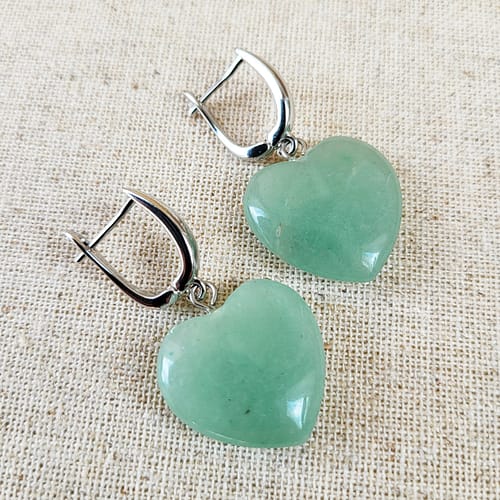Aventurine Green aventurine hearts earrings