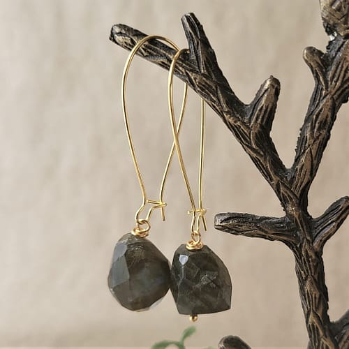 Labradorite Olive Green Labradorite Drop Earrings 3
