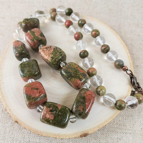 Unakite Unakite And Clear Quartz Necklace 6 Scaled