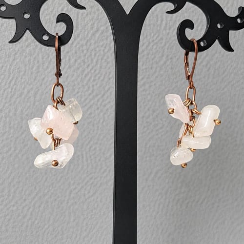 spring blossom – rose quartz cluster earrings (3)