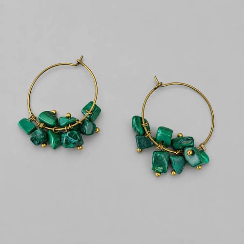 Malachite emerald grove – malachite hoop earrings (1)