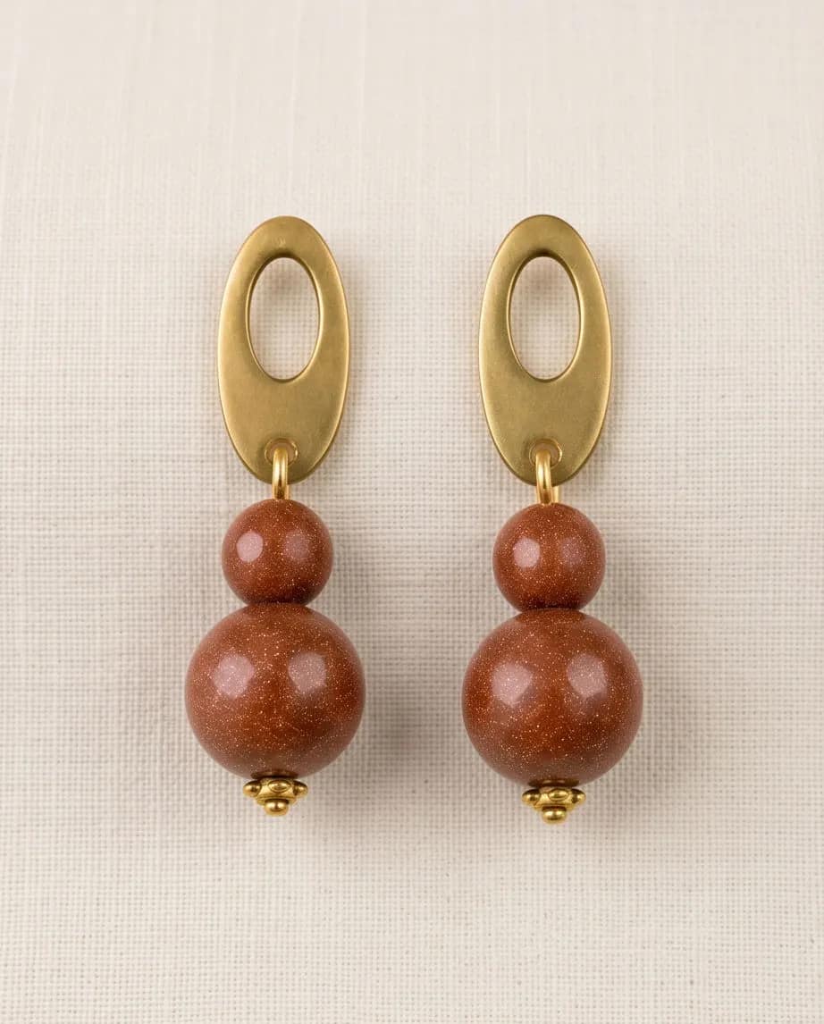 golden brown goldstone drop earrings (1) golden brown goldstone drop earrings (1)