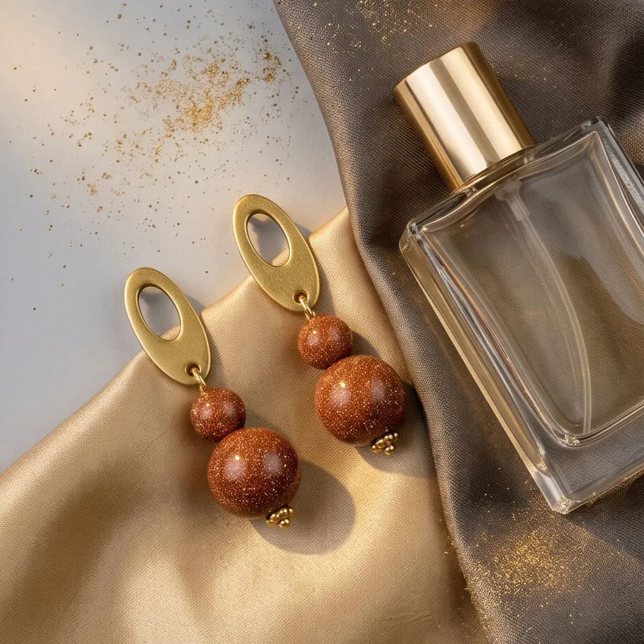 golden brown goldstone drop earrings (1) golden brown goldstone drop earrings (1)