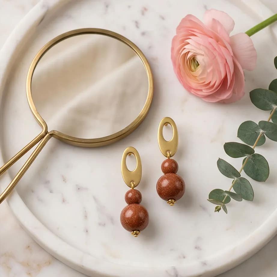 golden brown goldstone drop earrings (6) golden brown goldstone drop earrings (6)